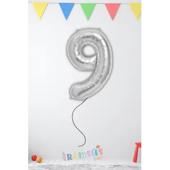 9 Yaş Doğum Günü Gümüş Renk Folyo Helyum Balon 34 76 Cm 7 Yaş Folyo Balon