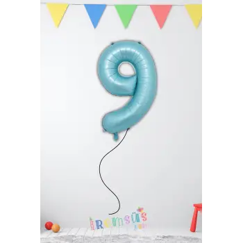 9 Yaş Doğum Günü Mavi Renk Folyo Helyum Balon 34 76 Cm 9 Yaş Folyo Balon