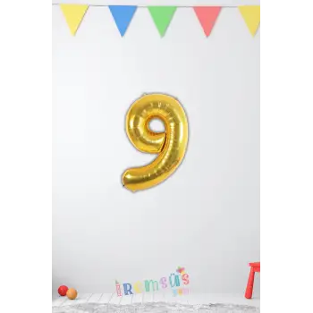 9 Yaş Doğum Günü Partisi Gold Renk Folyo Balon 16 36 Cm 9 Rakam Folyo Rakam Balon Altın Konsept