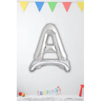 A Harfi Doğum Günü Gümüş Renk Folyo Ayaklı Balon 32 70 Cm A Harf Folyo Balon Gümüş Konsept