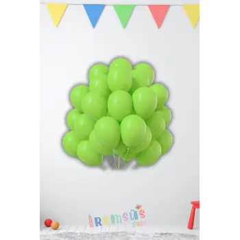 Açık Yeşil Renkli Pastel Ton Lateks Balon 10 Adet Yeşil Konsept Doğum Günü Süsleme Balonu
