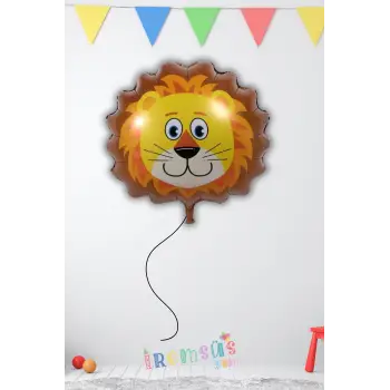 Aslan Kafa Figürü Folyo Helyum Balon 22 Safari Konsept Süsleme Folyo Hayvan Figür Balon