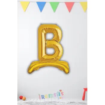 B Harfi Doğum Günü Gold Renk Folyo Ayaklı Balon 32 70 Cm B Harf Folyo Balon Gold Konsept