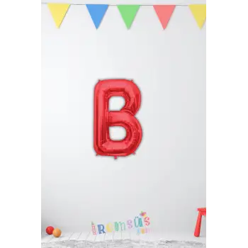 B Harfi Doğum Günü Kırmızı Renk Folyo Balon 16 36 Cm B Harf Folyo Balon Red Konsept