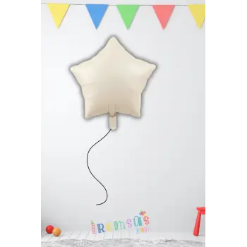 Bej Renk Folyo Yıldız Şekilli Helyum Balon 18 45 cm 1 Adet Retro Kahve Ton Süsleme Balonu