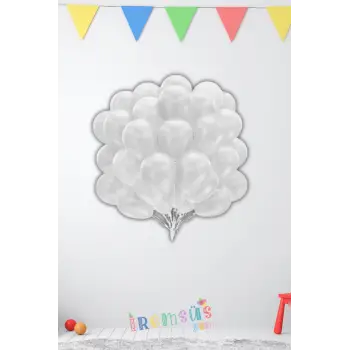Beyaz Metalik Balon 10lu