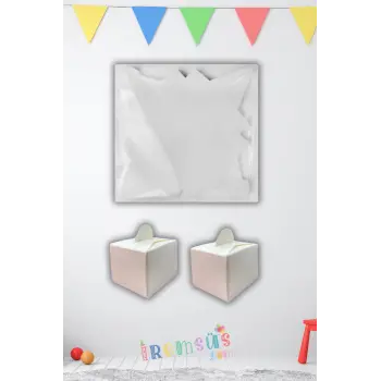 Beyaz Renk Düz Lokumluk Karton Kutu Dağıtmalık 25li