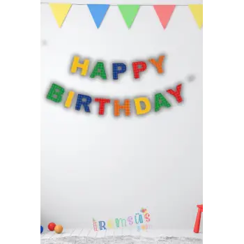 Bloklar Konsept Doğum Günü Partisi Happy Birthday Banner Yazı 190Cm Blok Konsept Süsleme