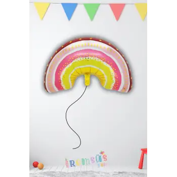 Boho Gökkuşağı Şekilli Folyo Helyum Balon 76 cm Rengarenk Gökkuşağı Balon Süslemesi