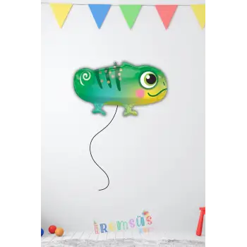 Bukalemun Figür Folyo Balon 45 cm Hayvanlar Konsept Folyo Balon Süsleme