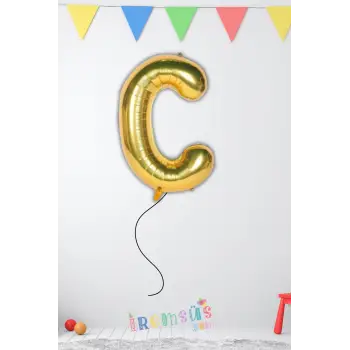 C-Ç Harfi Doğum Günü Gold Renk Folyo Helyum Balon 34 76 Cm C-Ç Harf Folyo Balon Gold Konsept
