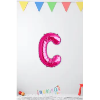 C-Ç Harfi Doğum Günü Pembe Renk Folyo Balon 16 36 Cm C-Ç Harf Folyo Balon Pembe Konsept
