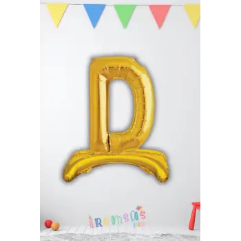 D Harfi Doğum Günü Gold Renk Folyo Ayaklı Balon 32 70 Cm D Harf Folyo Balon Gold Konsept