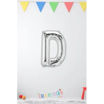 D Harfi Doğum Günü Gümüş Renk Folyo Balon 16 36 Cm D Harf Folyo Balon Silver Konsept