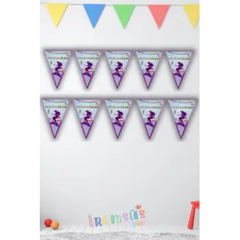 Deniz Kızı Konsept Doğum Günü Partisi Üçgen İyi ki Doğdun Flama 2mt Deniz Kızı Masa Önü Süsü