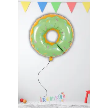 Donut Figür Yeşil Renk Folyo Helyum Balon 80 cm Donut Konsept Parti Süsleme