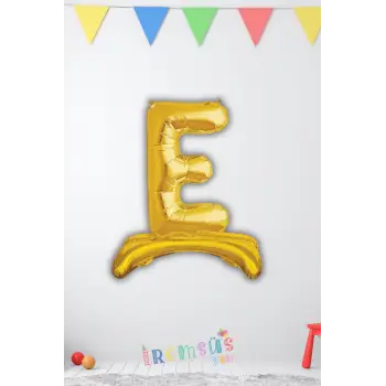 E Harfi Doğum Günü Gold Renk Folyo Ayaklı Balon 32 70 Cm E Harf Folyo Balon Gold Konsept