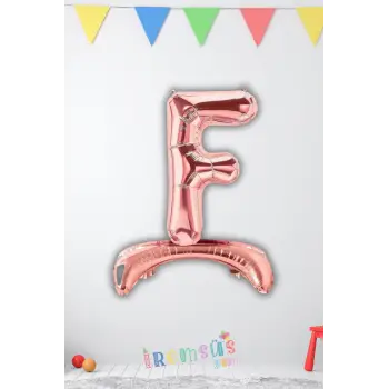 F Harfi Ayaklı Folyo Balon Rose Gold Renk 32