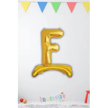 F Harfi Doğum Günü Gold Renk Folyo Ayaklı Balon 32 70 Cm F Harf Folyo Balon Gold Konsept