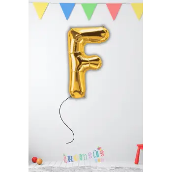 F Harfi Doğum Günü Gold Renk Folyo Helyum Balon 34 76 Cm F Harf Folyo Balon Gold Konsept