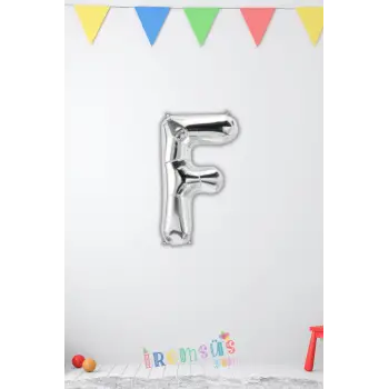 F Harfi Doğum Günü Gümüş Renk Folyo Balon 16 36 Cm F Harf Folyo Balon Silver Konsept
