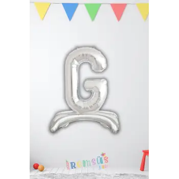 G-Ğ Harfi Ayaklı Folyo Balon Gümüş Renk 32