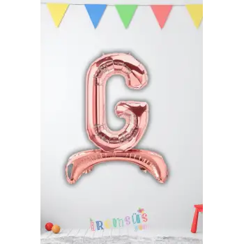 G-Ğ Harfi Ayaklı Folyo Balon Rose Gold Renk 32
