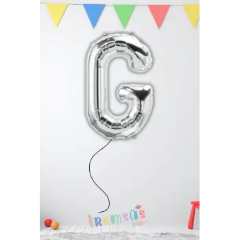 G-Ğ Harfi Doğum Günü Gümüş Renk Folyo Helyum Balon 34 76 Cm G-Ğ Harf Folyo Balon Silver Konsept