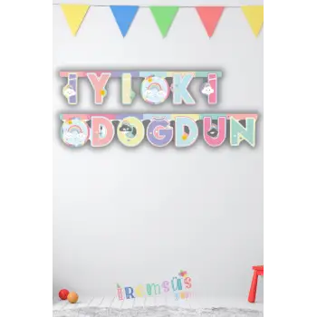 Gökkuşağı Konsept Doğum Günü Partisi İyiki Doğdun Banner Yazı 210Cm Bulut Konsept Süsleme