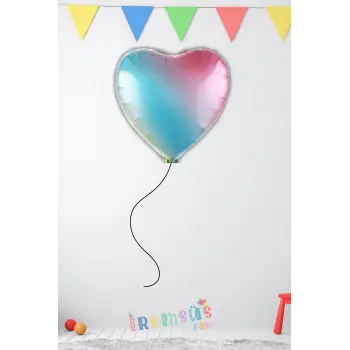 Gökkuşağı Renkli Folyo Kalp Balon Helyum Balon 18 45cm 1 Adet Sevgililer Günü Sürprizi balon