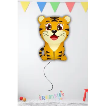 Gülen Kaplan Figür Folyo Helyum Balon 68 cm Kaplan Konsept Parti Balonu Safari Hayvan Figür Balon