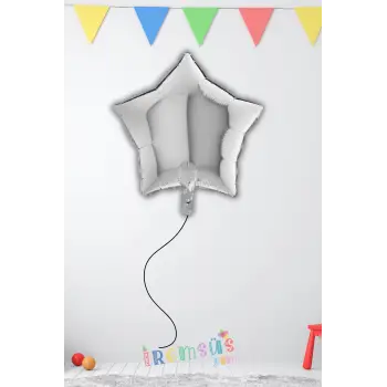 Gümüş Renk Folyo Yıldız Balon 18 45 cm 1 Adet Silver Konsept Süsleme Balonu