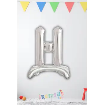 H Harfi Ayaklı Folyo Balon Gümüş Renk 32