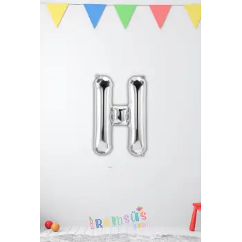 H Harfi Doğum Günü Gümüş Renk Folyo Balon 16 36 Cm H Harf Folyo Balon Silver Konsept