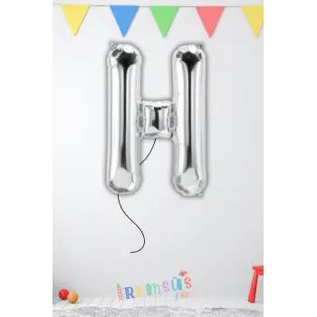 H Harfi Doğum Günü Gümüş Renk Folyo Helyum Balon 34 76 Cm H Harf Folyo Balon Silver Konsept