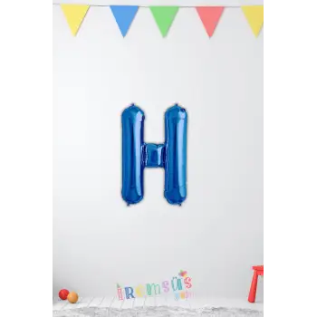 H Harfi Doğum Günü Mavi Renk Folyo Balon 16 36 Cm H Harf Folyo Balon Mavi Konsept