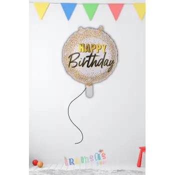 Happy Birthday Yazılı Gold Renk Folyo Helyum Balon 18 45 Cm Doğum Günü Süsleme Balonu