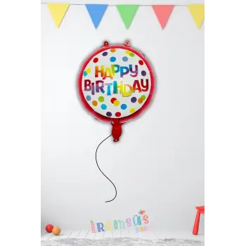 Happy Birthday Yazılı Kırmızı Renkl Folyo Helyum Balon 18 45 Cm Doğum Günü Süsleme Balonu