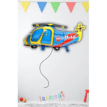 Helikopter Figür Şekilli Folyo Helyum Balon 60*52 Cm Hava Taşıtları Tema Parti Balonu