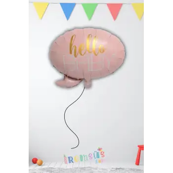 Hello Baby Folyo Helyum Balon Pembe Renk Kız Balonu 24 Yeni Doğum Kız Bebek Süslemesi