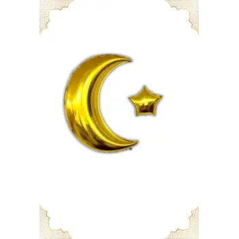 Hilal Yıldız Folyo Balon Seti Gold Renk 22 Hoşgeldin Ramazan Süslemesi