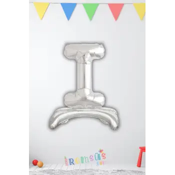 I-İ Harfi Ayaklı Folyo Balon Gümüş Renk 32