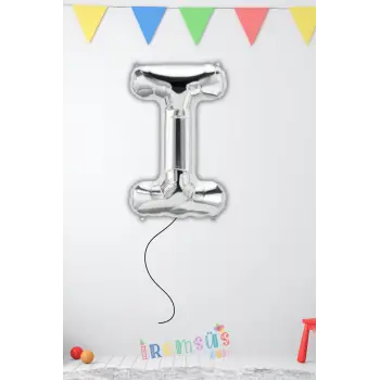 I-İ Harfi Doğum Günü Gümüş Renk Folyo Helyum Balon 34 76 Cm I-İ Harf Folyo Balon Silver Konsept