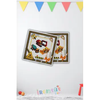 İnşaat Konsept Doğum Günü Parti Peçetesi 16 lı İnşaat Tema Masa Süslemesi