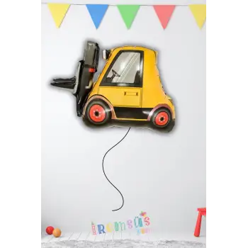 İnşaat Konsept Doğum Günü Partisi Forklift Figür Folyo Helyum Balon İnşaat Tema Balon Süsleme