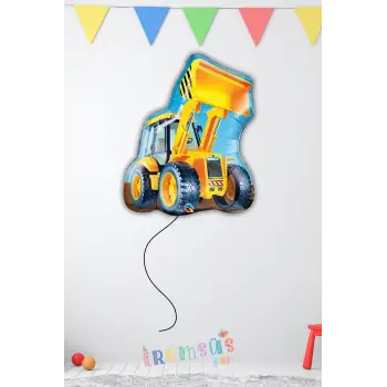 İnşaat Konsept Doğum Günü Partisi Kepçe Figür Folyo Helyum Balon İnşaat Tema Balon Süsleme