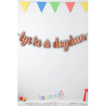 İyiki Doğdun Yazılı Kaligrafi Banner Yazısı Rose Gold Renk Doğum Günü Partisi 135 cm