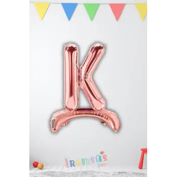 K Harfi Ayaklı Folyo Balon Rose Gold Renk 32