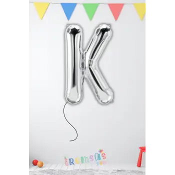 K Harfi Doğum Günü Gümüş Renk Folyo Helyum Balon 34 76 Cm K Harf Folyo Balon Silver Konsept