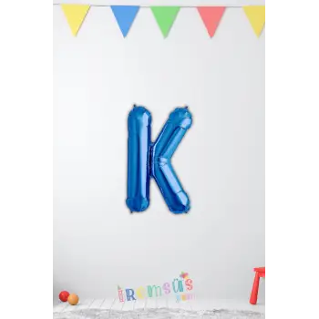 K Harfi Doğum Günü Mavi Renk Folyo Balon 16 36 Cm K Harf Folyo Balon Mavi Konsept